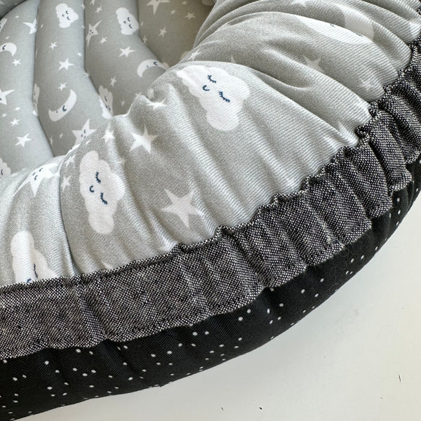 Toddler size Moon and stars with tiny polka dot reverse WilderNest®