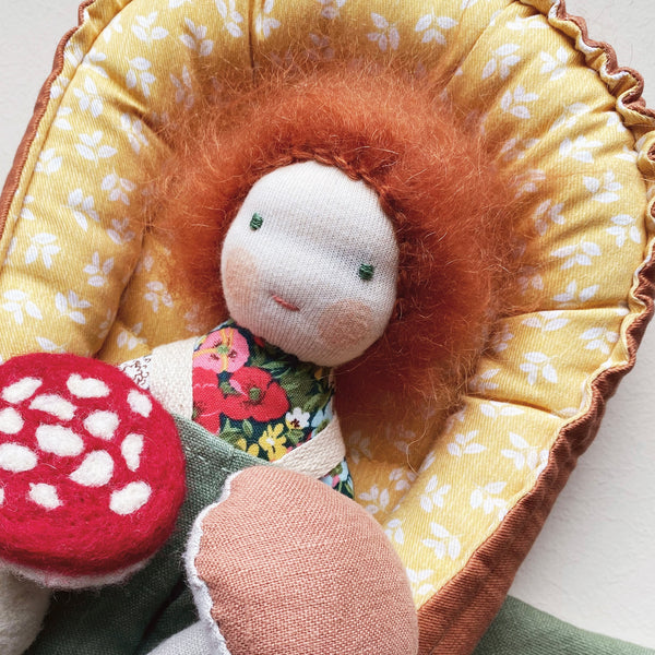 Forager Doll Set with Colourful Floral Body, Light Skin, Red Hair, and Green Eyes